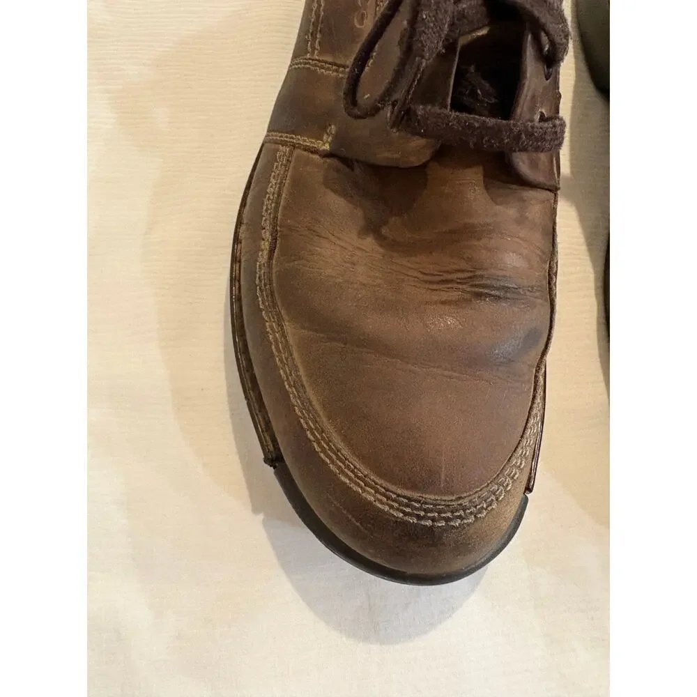 ECCO Fusion II Mens 11 EU 45 Brown Leather Tie Moc Shoe Casual Oxfords Lace up